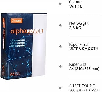BILT Copy Power Paper - A4, 75 GSM, 500 Sheets, White, 1 Ream