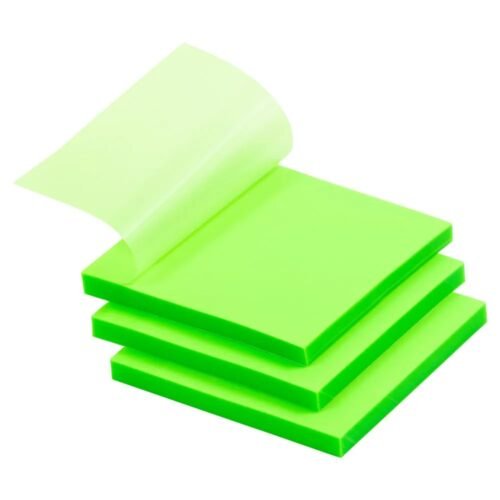 UCRAVO 50 Sheets Colored Transparent Sticky Notes Translucent Notes, Smooth Writing Quick Clear Waterproof Self-Sticky Notes, Through Sticky Notes, Aesthetic Office School Supplies(1 pad) (Green)