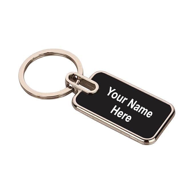 Personalized Stainless Steel Keychain with Custom Name Engraving, Trendy Design