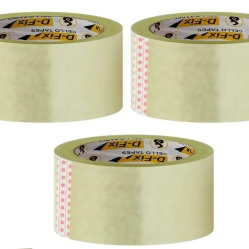 D-fix® Self Adhesive Transparent Cello Tape - 65Meters in Length - 48mm / 2" Width - 3 Per Pack - BOPP Industrial Packaging Tape for E-Commerce Box Packing, Office and Home use