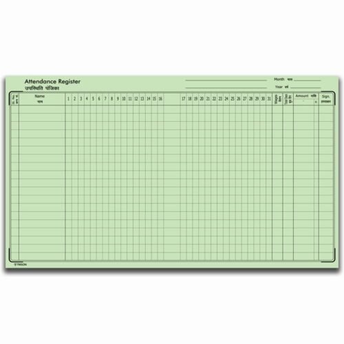 TRISON Attendance Copy Size 112 Pages (56 Sheets) | Small Size (16x20 cm) | Quire 1 | Hardbound | 31 Days Format | Pack of 1