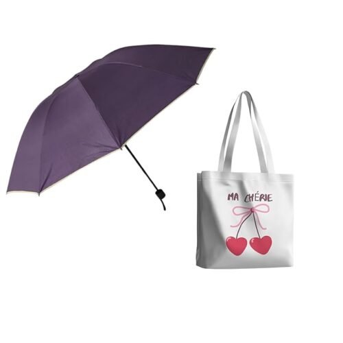tylish Printed Umbrella and Tote Bag Combo | Foldable Rain Umbrella with Matching Everyday Tote Bag | Waterproof, Lightweight & Travel Friendly