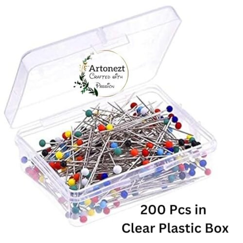 Multi-Coloured Nickel Plated Pearl Head Sewing Pins 200 Pcs + Strawberry Shaped Ball Crafts Sewing Needles Holder Pin Cushion DIY Sewing Tool Accessary Kit