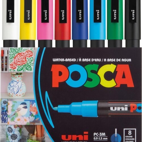 UNI-BALL Posca 5M 1.8 mm-2.5 mm Bullet Shaped Marker Pen, Black Ink, Pack of 1