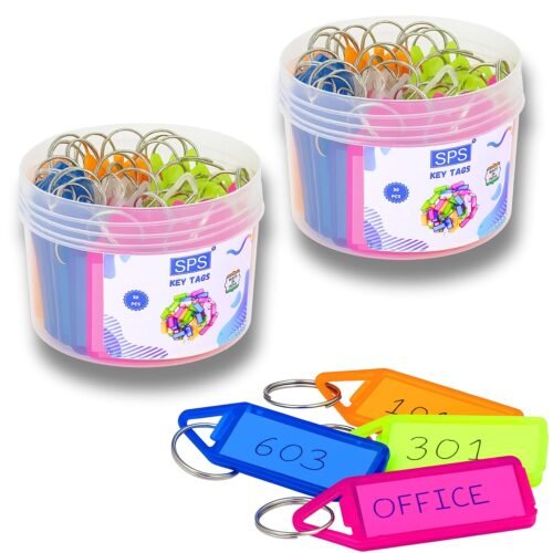 Multicolor Keyring & Keychain Key Tags with Name Tag Labels (PACK OF 10 )