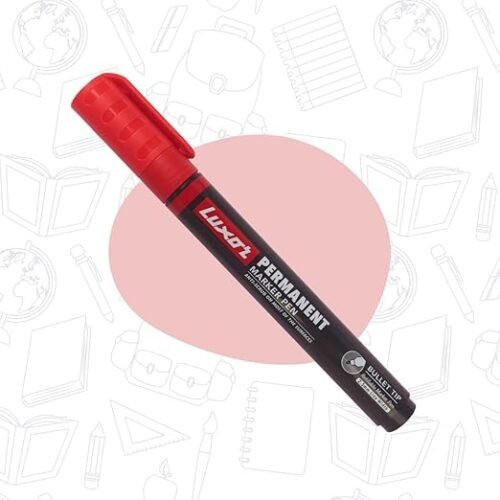 Luxor Refillable Permanent Marker in Vibrant Red, Pack of 10, Perfect for Bright and Sustainable Writing