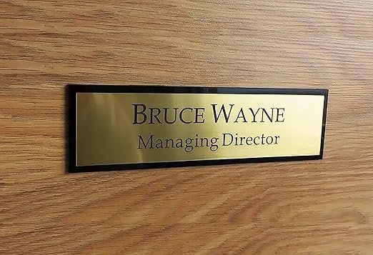 Gugan's Customized Self Adhesive Acrylic Name Plate | Black Acrylic and Gold Engraving Sheet with Vinyl Lettering | Custom Name Plate For Home, Office and Outdoor Entrance (12 x 4 Inch, Golden) - Image 2